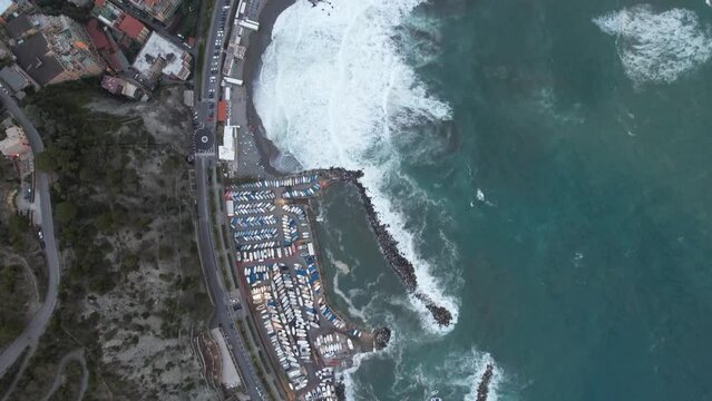 Aerial video over Italy, Liguria, Province of La Spezia, Levante