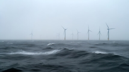 Offshore Wind turbines in the ocean