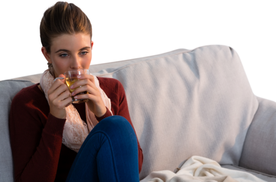 Young woman having lemon tea - Powered by Adobe