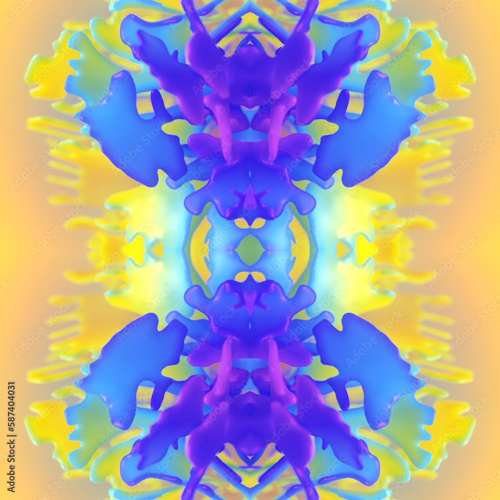 Poster colorful pattern of magical alien shapes. bright background. 3d rendering digital illustration