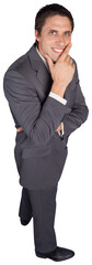 Thinking businessman touching his chin