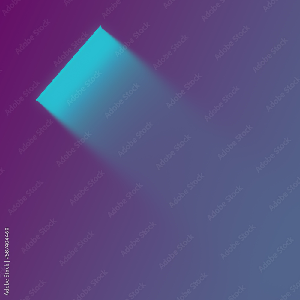 Poster abstract simple composition with a bright band of neon on a purple surface. 3d rendering digital ill