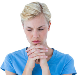 Pretty blond woman praying