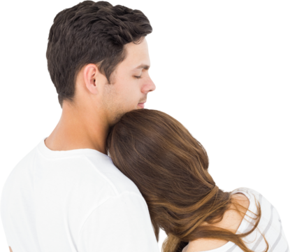 Rear view of couple embracing - Powered by Adobe