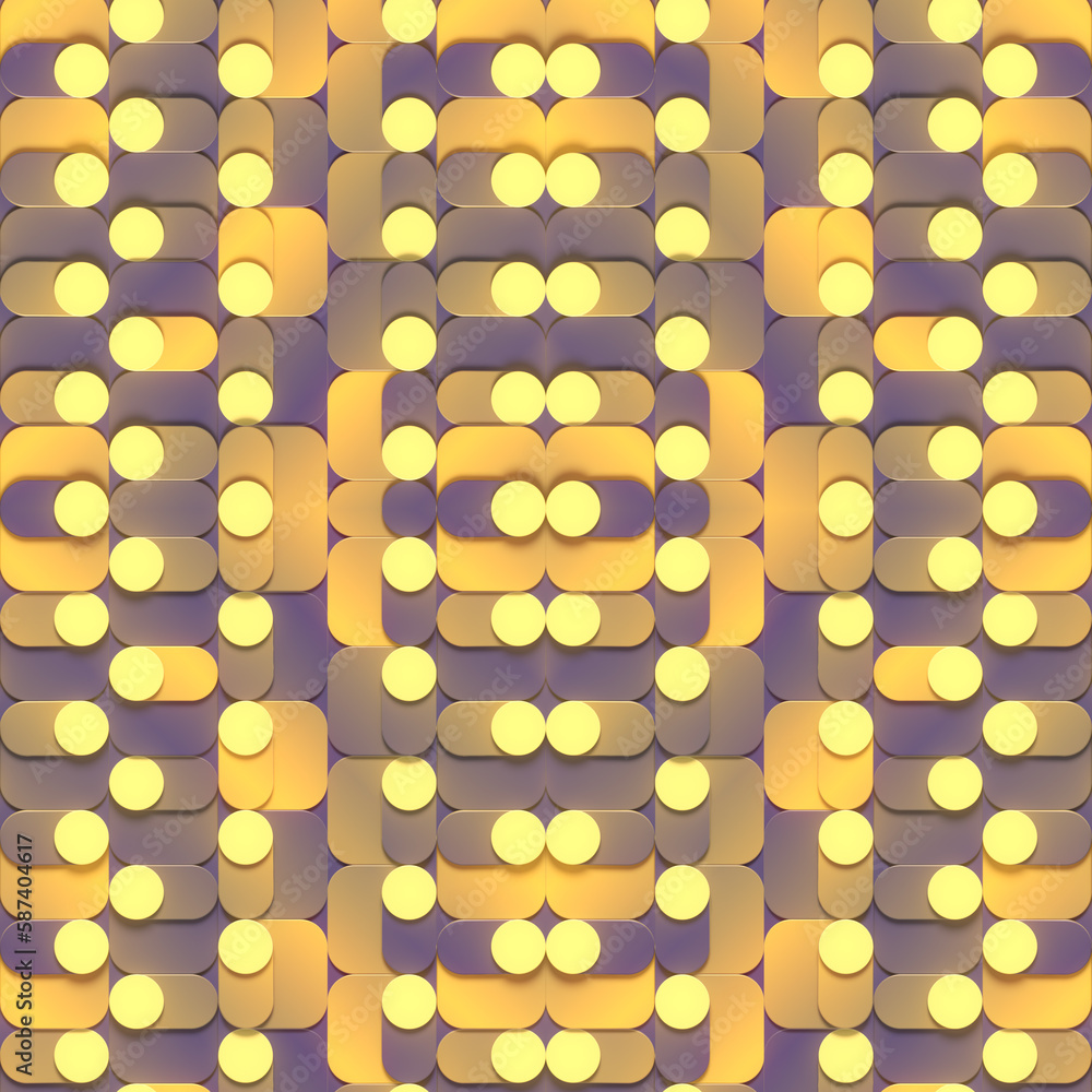 Aufkleber Abstract digital illustration of a symmetrical colorful pattern. Futuristic background. 3d rendering
