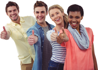 Smiling creative team standing in a line