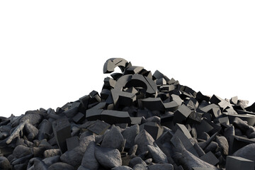 3d image of various damaged signs with stones