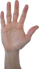 Hand of man pretending to touch invisible screen