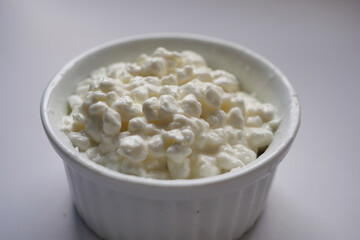 cottage cheese in a bowl on table 