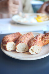 Turkish Bagel Simit on white background 