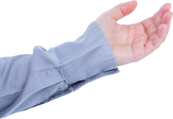 Businesswoman presenting with hand