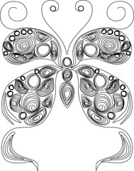 Butterfly quilling. Figure butterflies black and white. Butterfly in paper technology quilling