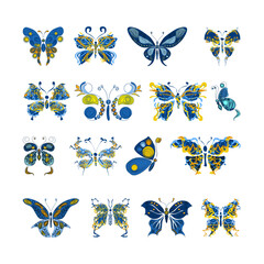 Butterfly quilling. Figure butterflies black and white. Butterfly in paper technology quilling