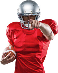 Portrait sports player in red jersey pointing © vectorfusionart