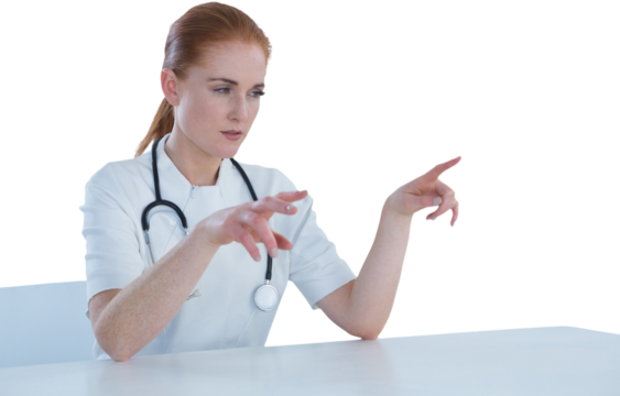 Female doctor using imaginary screen