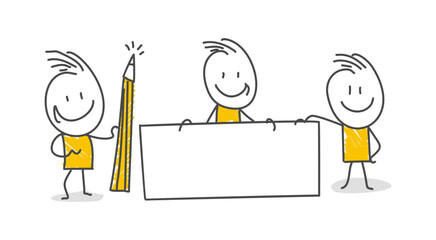 Stick figures. Isolated on white background. Hand drawn Doodle Line Art Cartoon Design character.