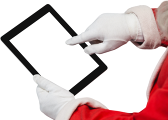Close-up of Santa Claus using digital tablet