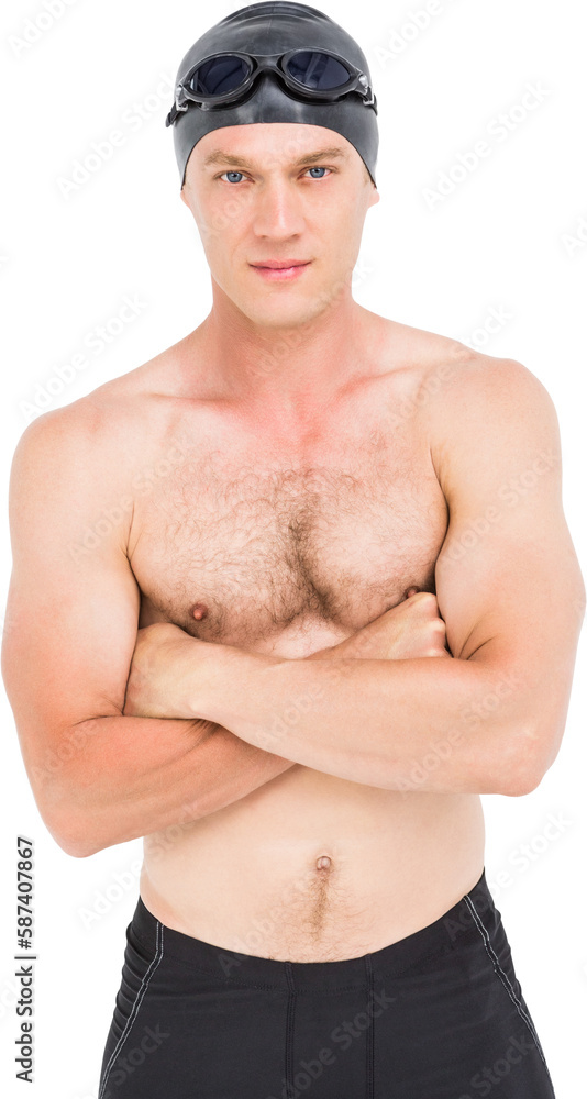 Sticker Portrait of swimmer posing with arms crossed