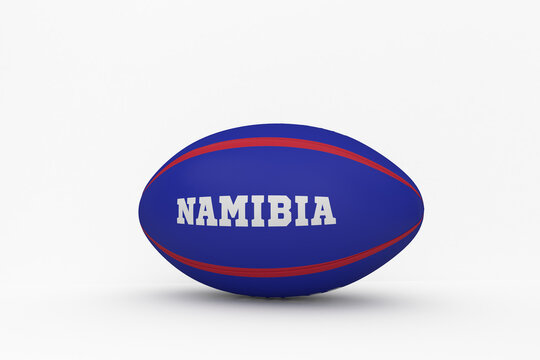 Blue rugby ball with Namibia text