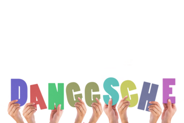 Hands holding multi colored letters 