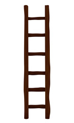 Rustic wooden staircase in cartoon style on white background, Vector illustration