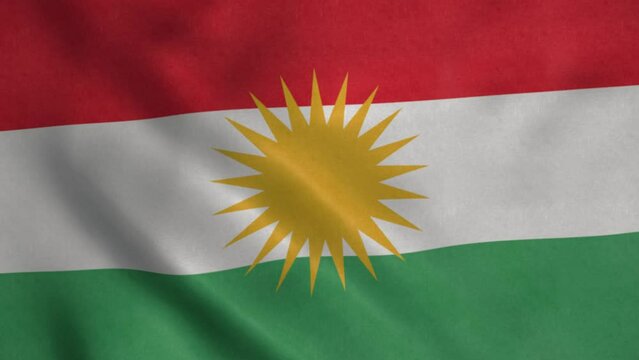 Flag of Kurdistan, waving in wind. Realistic flag background