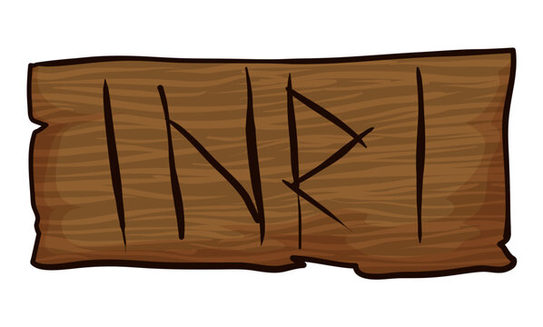 Wooden sign with the inscription INRI in cartoon style, Vector illustration