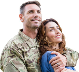 Close-up of army man with wife
