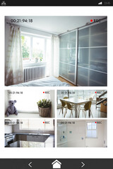 Interior of kitchen and bedroom on mobile screen
