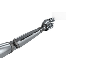 Graphic image of robotic arm holding placard