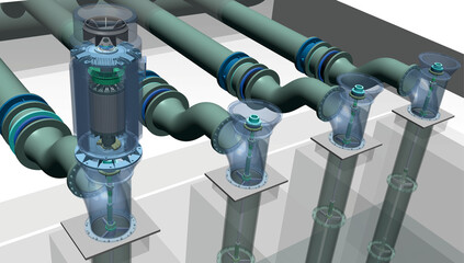 circulating water pump system 3D illustration © Richard