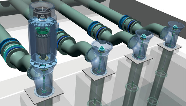 circulating water pump system 3D illustration