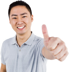 Happy man showing thumbs up