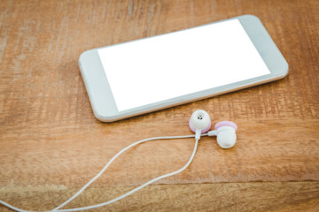 White smartphone with white headphones