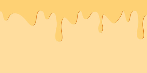 Cake texsture horizontal banner. Biscuit seamless pattern with creamy glaze. Panettone border with spreading sweet cream. Vector design template for banner, poster, flyer, postcard, cover,advertising