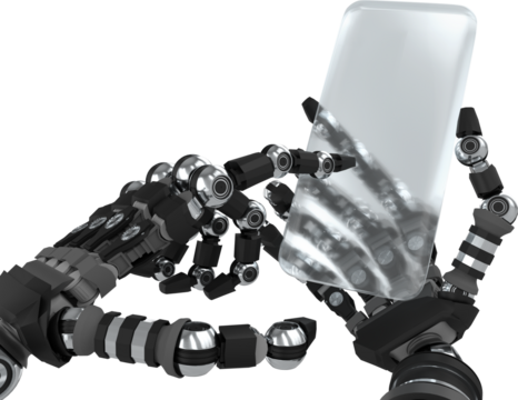 Robotic hand holding glass sheet