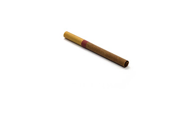 A brown cigarette on a white background