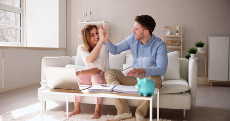 Fototapeta premium Couple Doing Taxes And Family Budget