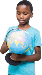 Boy holding globe