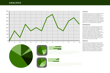 Business interface with graphs and data