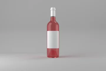 Foto op Plexiglas anti-reflex Red wine bottle with label over gray background © vectorfusionart
