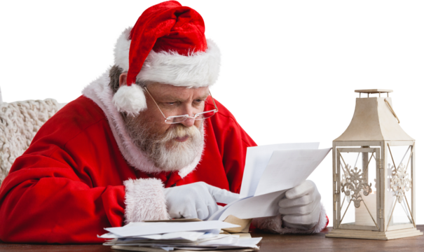 Santa Claus reading letter