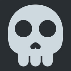 Skull vector icon. Isolated human skull with large, black eye sockets. Death sign.