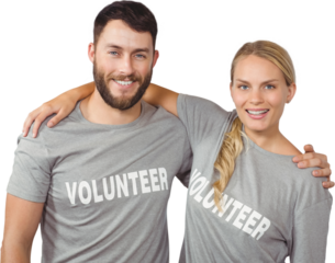 Portrait of colleagues with arms around standing 