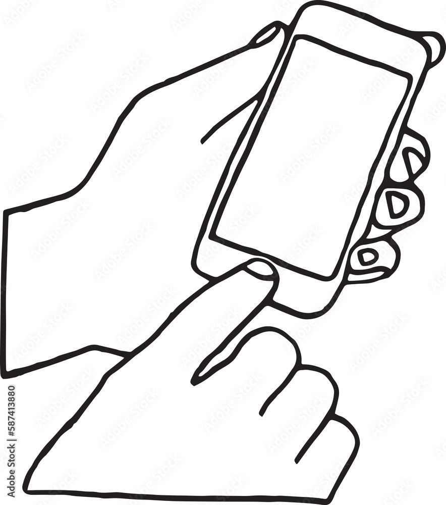 Poster digitally composite image of hands using mobile phone