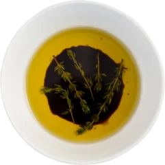 Plexiglas foto achterwand Herbs in olive oil © vectorfusionart