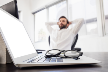  Happy businessman relaxing 