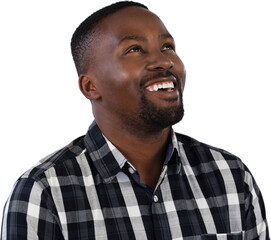 Obraz premium Cheerful Man standing against white background