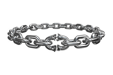 3d image of broken silver chain 