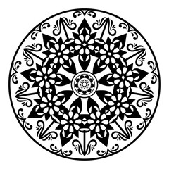 mandala  Circular pattern in form of a Henna, Mehndi, tattoo, and decoration. Decorative ornament in oriental style. Colouring book page